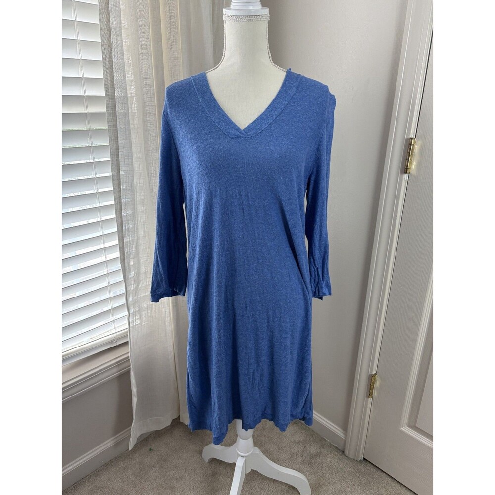 J. Jill Blue Linen Tunic Coverup Long Swim Cover Up Size Medium Summer Beach